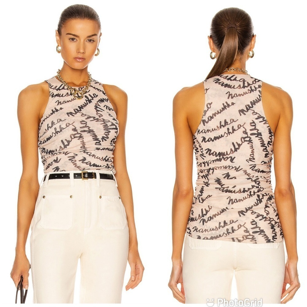 Nanushka Fifi scribble logo print tank top